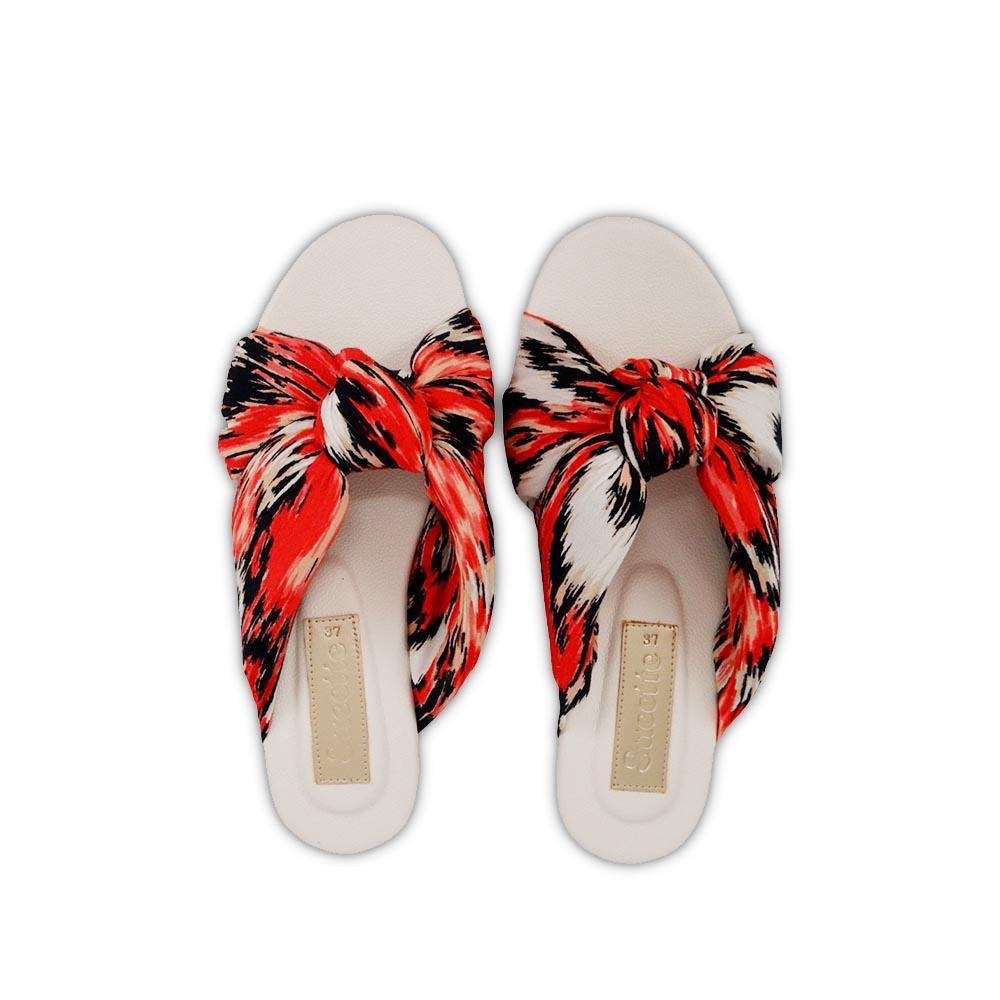 stylish knotted fabric slide sandals 