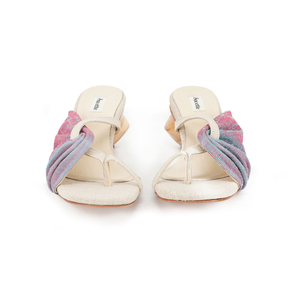 iridescent silk designer sandal by Sucette