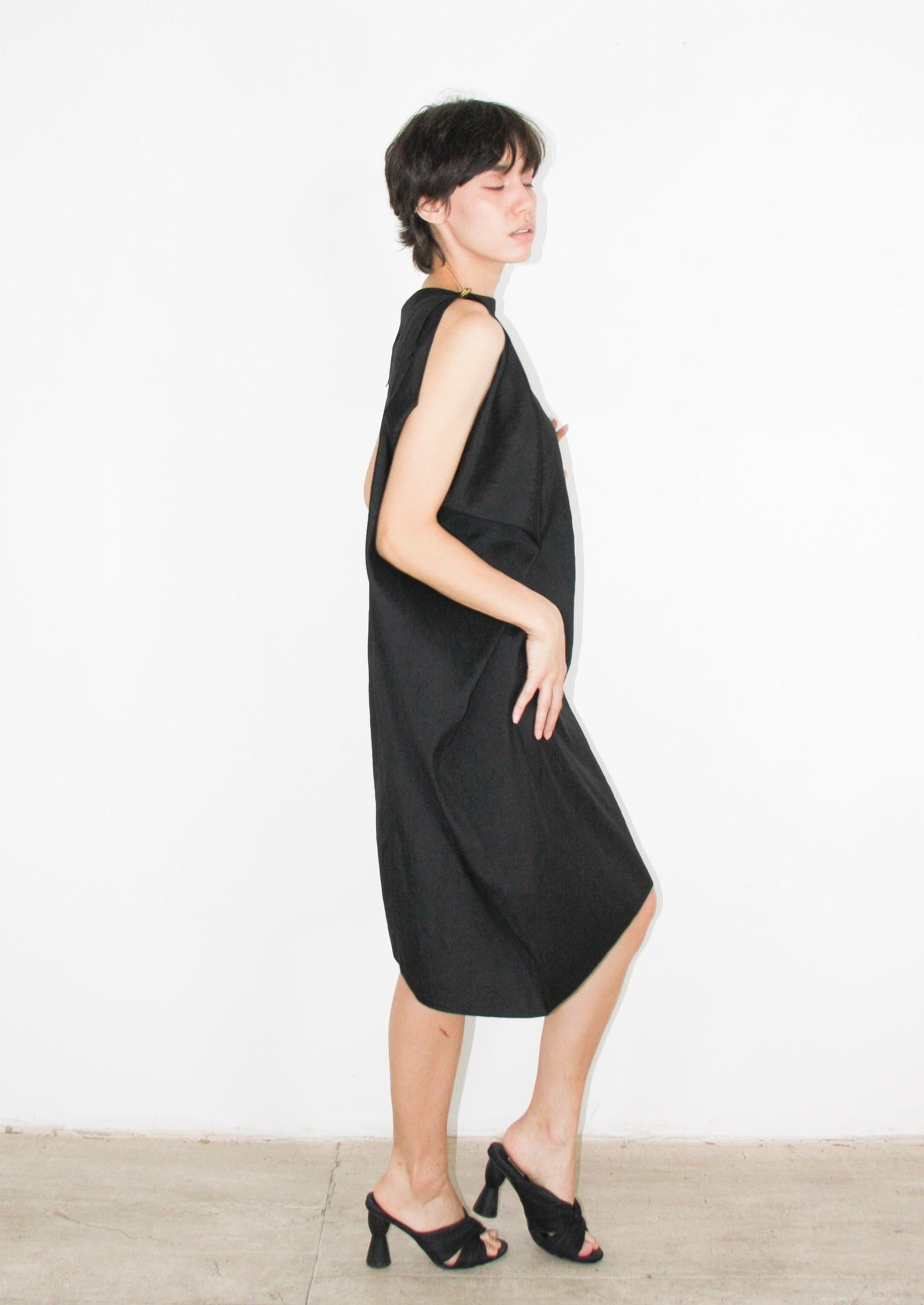 72℃ short dress oldhoney ブラック Short satin dress with laces and eyelets in Black for Women