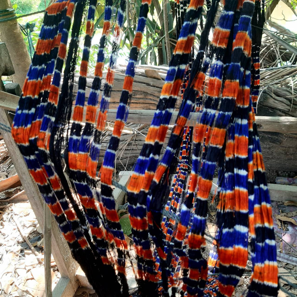 Mudmee ikat Thai silk thread dyed in Sucette's exclusive design
