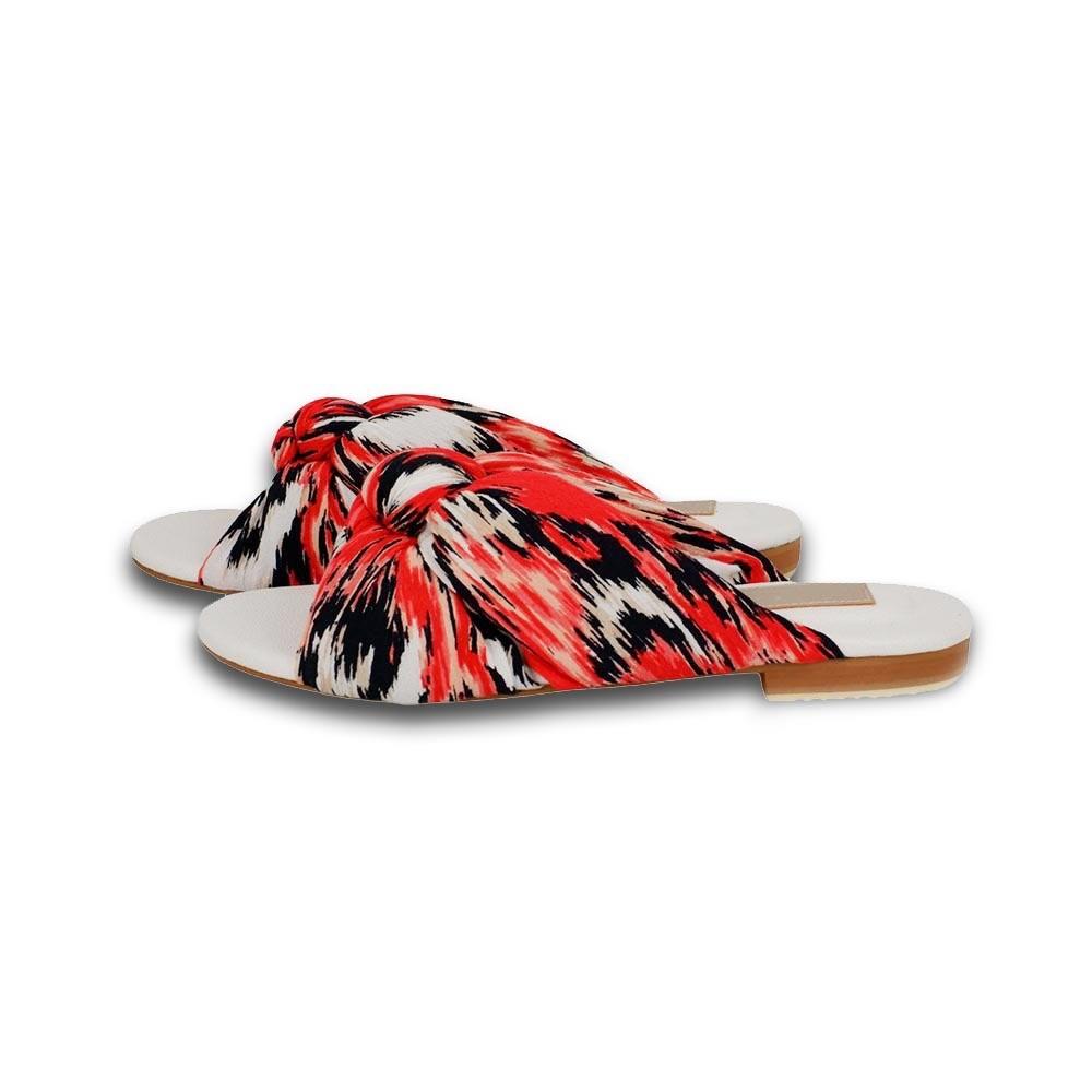 stylish knotted fabric slide sandals 